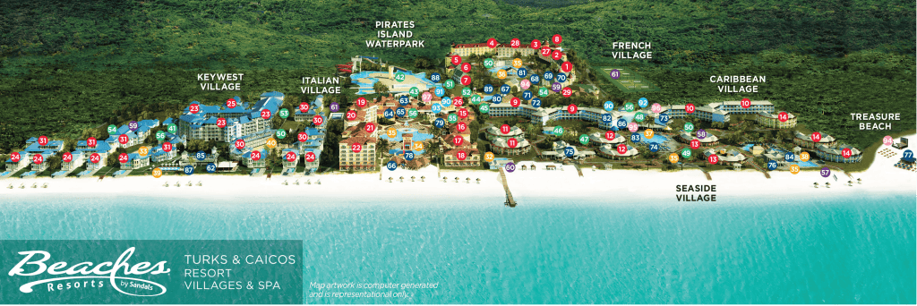 Beaches Resort Map - Turks and Caico