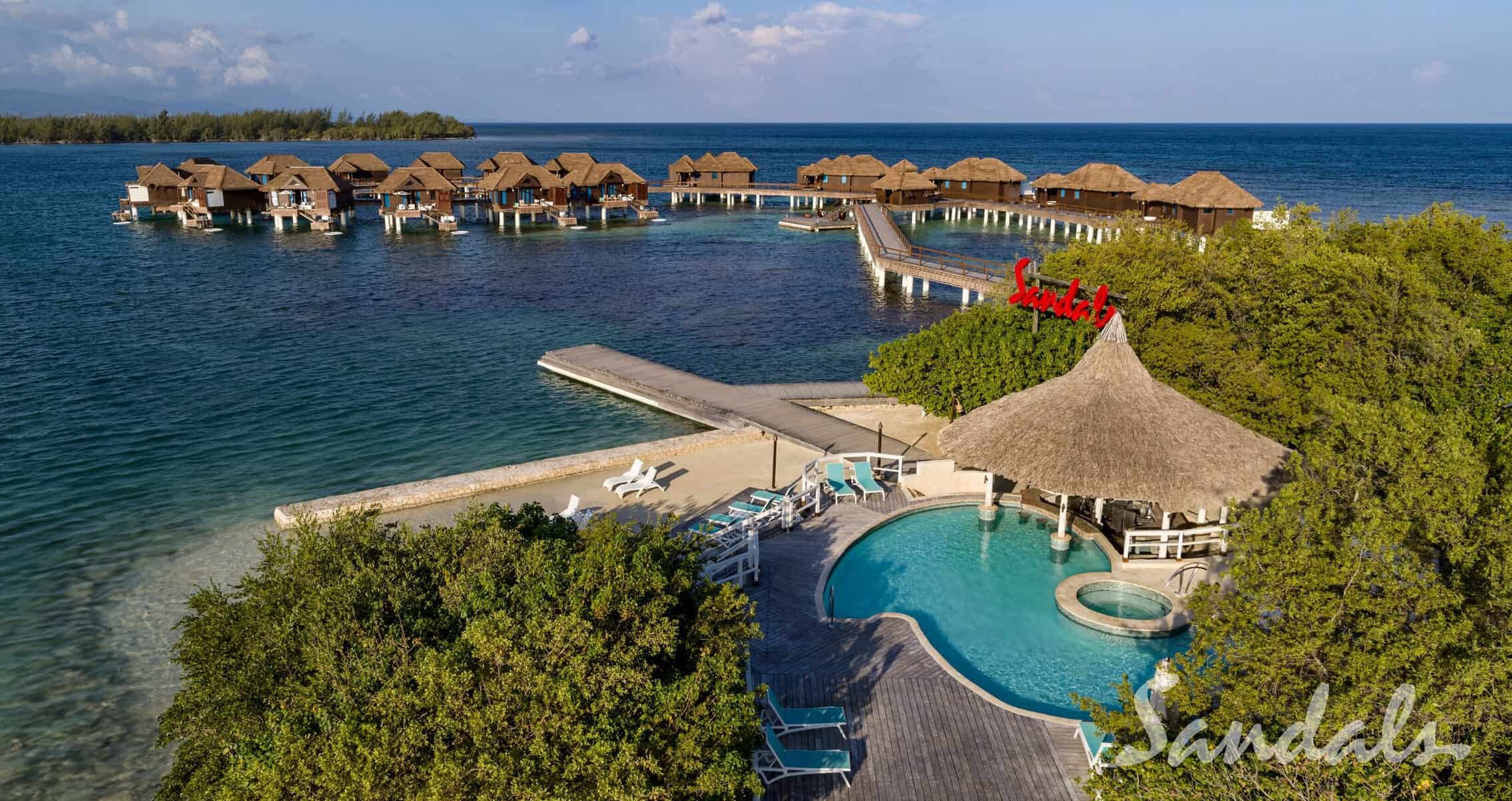 Sandals Royal Caribbean over-water villas and private offshore island honeymoon suite